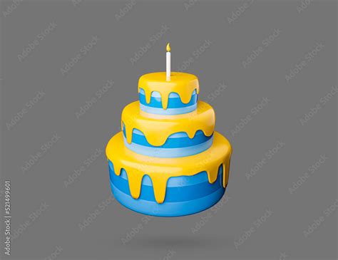 Birthday Cake With Candles 3d Icon Happy Birthday Cartoon Cake 3d