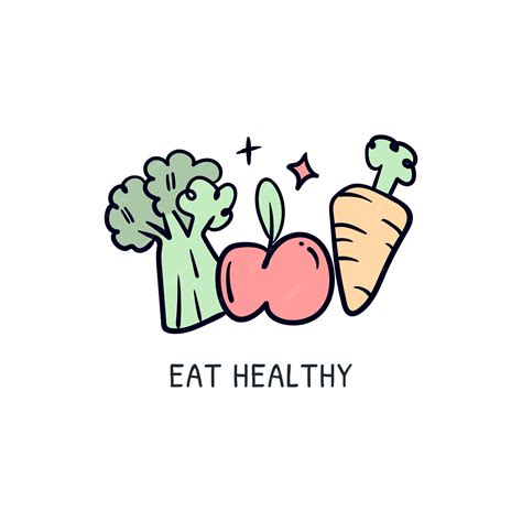 Premium Vector Eat Healthy Food Cartoon Hand Drawn Doodle Self Care