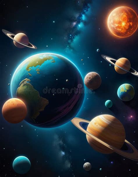 Cosmic Dance Of Planets And Stars Stock Illustration Illustration Of