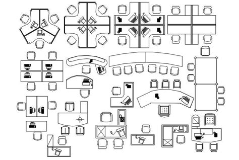 2D blocks of office desk in AutoCAD design, CAD file, dwg file - Cadbull