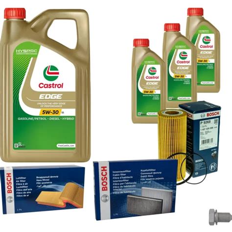 BOSCH INSPECTION SET 8 L Castrol Edge 5W 30 Ll Pour Audi A6 2 4 3 2 FSI