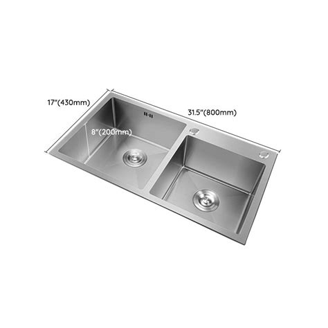 Double Bowl Kitchen Sink Stainless Steel Workstation Sink with Drain ...