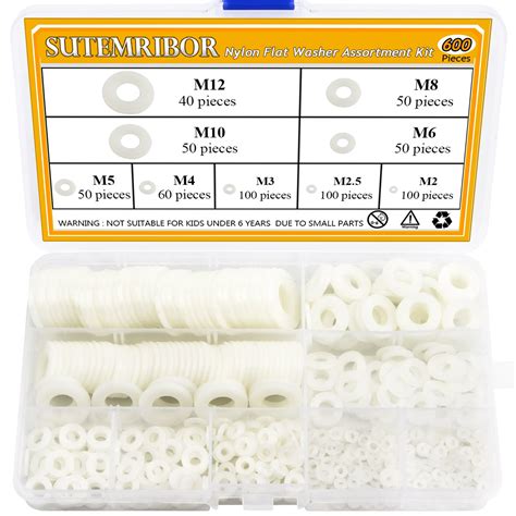 Buy Sutemribor Nylon Flat Washer Assortment Set Pieces Sizes