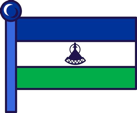 Premium Vector Lesotho Kingdom Nation Flag On Flagstaff Vector