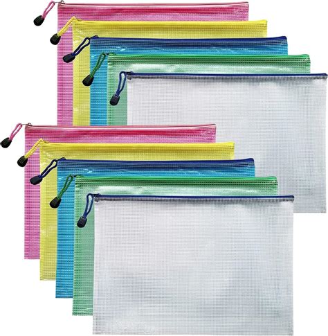 10pcs A4 Zip Wallets A4 Zipped Wallets Zip Folders Extra Thick Mesh