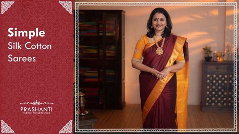 Simple Silk Cotton Sarees By Prashanti Youtube