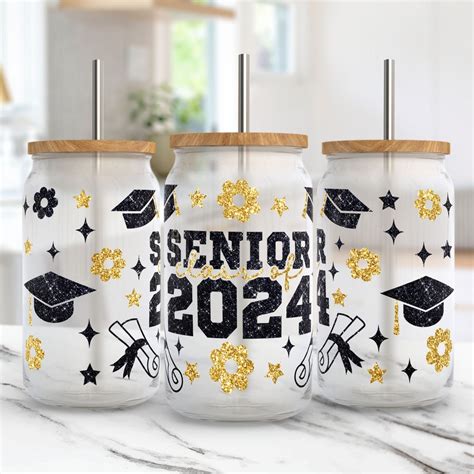 Senior 2024 Libbey Glass Wrap Png Class Of 2024 Glass Cup Senior 2024 Tumbler Sublimation