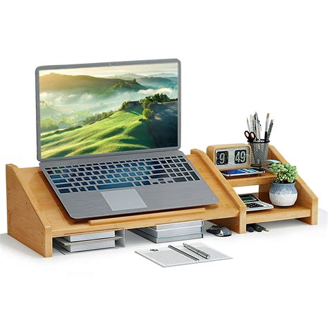 Amazon Ufine Bamboo Laptop Stand For Desk 3 Heights Adjustable