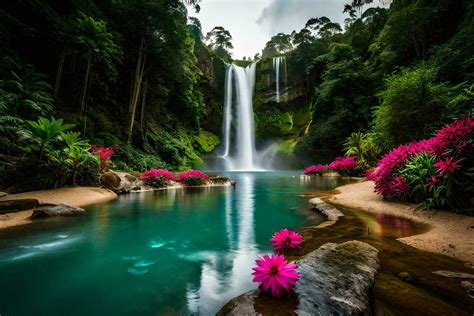 Fondos De Pantalla Naturaleza Cascada Flores Agua Cascadas