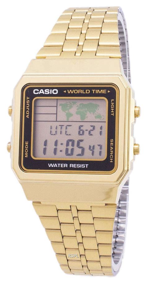 Casio Digital Stainless Steel World Time A500wga 1df A500wga 1 Mens