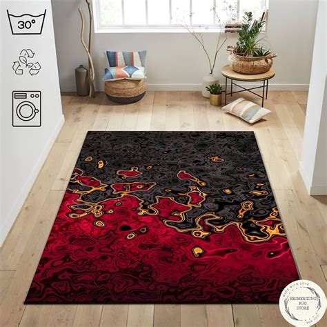 Digital Art Rug, Black and Red Rug, Colorful Rug, Abstract Rug, Watercolor Rug, Living Room Rug ...