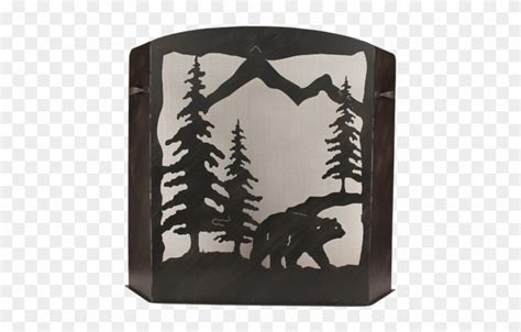 Small Iron Bear Scene Fireplace Screen Black Forest Decor Small Bear