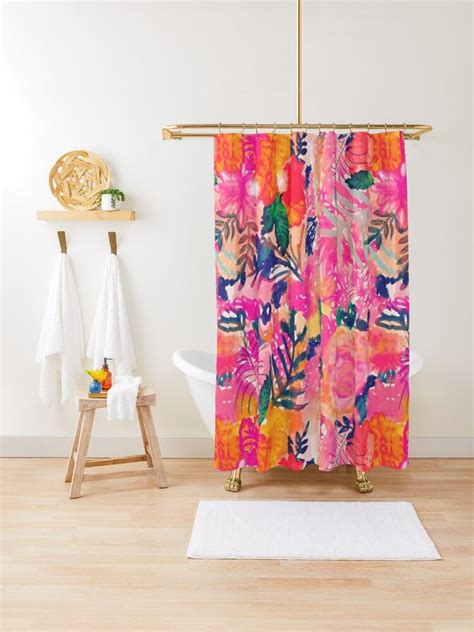 Pink Tropical Forest Shower Curtain