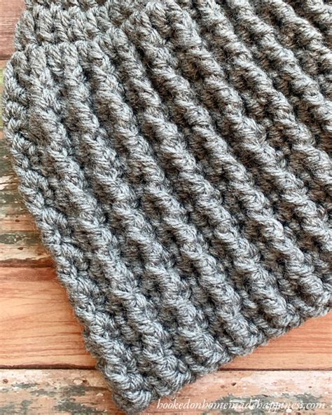 Easy Ribbed Beanie Crochet Pattern - Hooked on Homemade Happiness