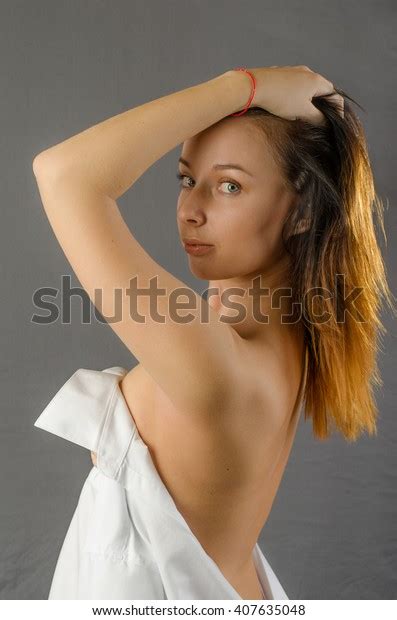 Beautiful Woman Portrait Nude Shoulders Female Stock Photo