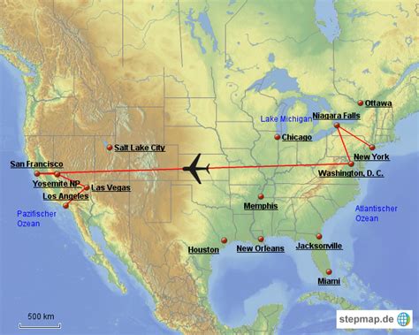 Stepmap Usa Rundreise Landkarte F R Nordamerika