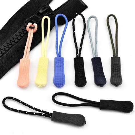 10 PCS Set Zipper Pull Tag Puller End Solid Color Rope Tag Replacement