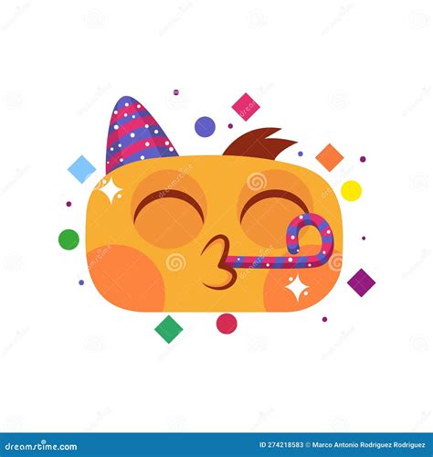 Vector Cartoon Cute Partying Face Emoji Isolated Illustration Stock ...