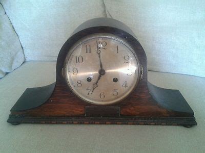 Vintage Antique Napoleon Hat Mantle Clock Solid Oak Wood