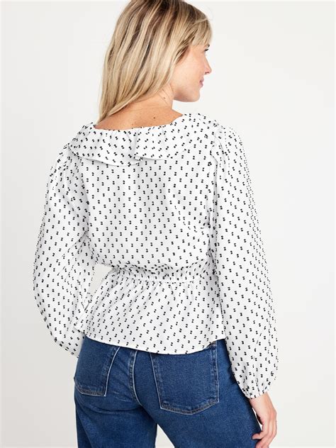 Waist Defined Ruffled Clip Dot Top Old Navy