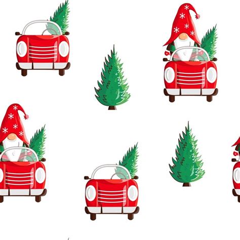 Premium Vector Christmas Gnome In Truck Pattern