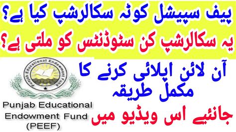 Peef Scholarship For Matric And Intermediate Pass Students How To