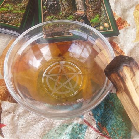 Altar Bowl Glass Etched Pentagram Offering Bowl Ritual Tool Etsy