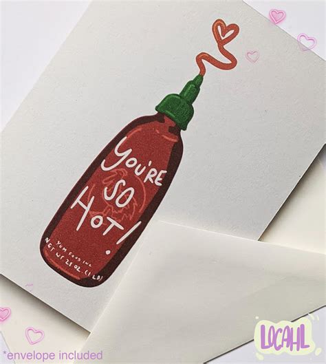 You Re So HOT Sriracha Bottle Hot Sauce Cute Food Pun Etsy