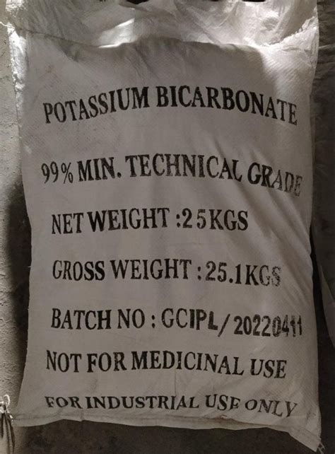 Chinese White Potassium Bicarbonate Pharma Packaging Type 25 Kg Printed Bags 25 Kg Bags At Rs