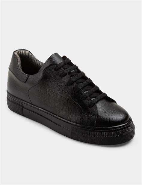 Black Leather Sneakers Deery