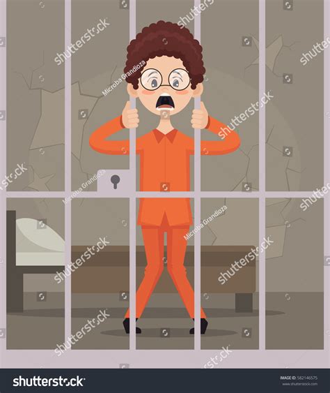 Prisoner Man Character Jail Vector Flat Stock Vector Royalty Free