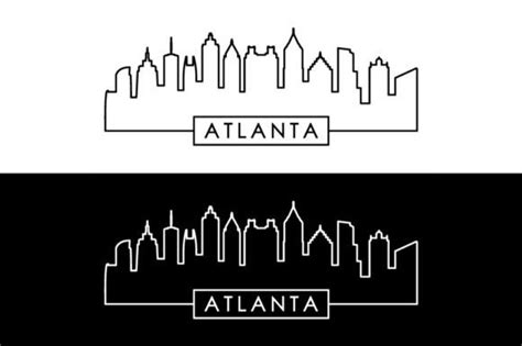 Atlanta Skyline Linear Style Editable Graphic By Design By Gleb