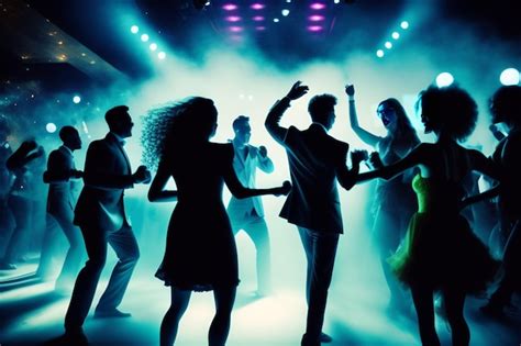 People dancing in a club with a blue background | AI-generated image