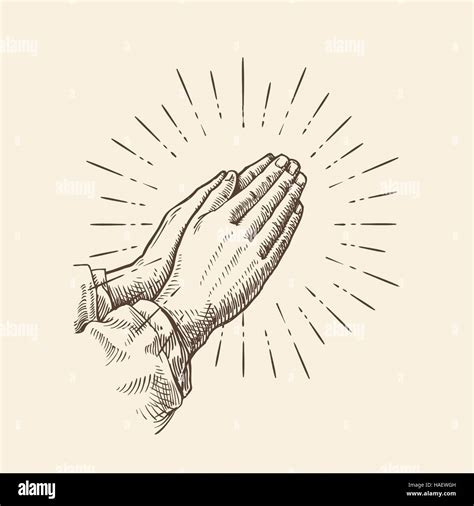 Praying Hands Sketch Vector Illustration Stock Vector Image And Art Alamy