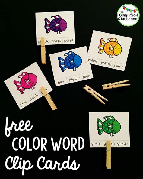 Color Word Clip Cards | Clip cards, Color words kindergarten, Learning ...