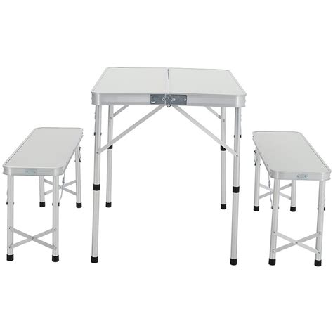 Portable Adjustable Aluminium Camping Table Chairs Combine Set Party