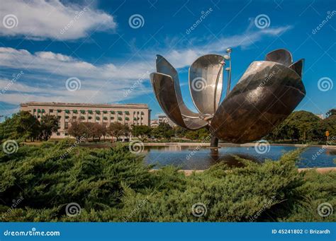 Giant Flower Floralis Generica In Buenos Aires Argentina Stock Photo