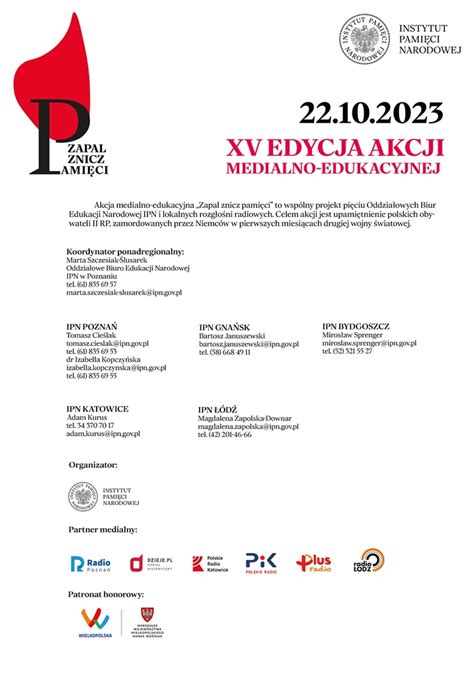 XV edycja akcji medialno edukacyjnej Zapal znicz pamięci 22