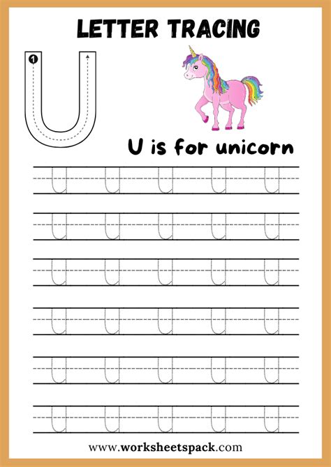 Uppercase Letter U Tracing Worksheet Printable Letter U Writing