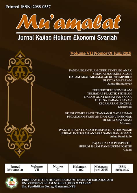 Mudharabah Dan Aplikasinya Dalam Perbankan Syariah Mu Amalat Jurnal