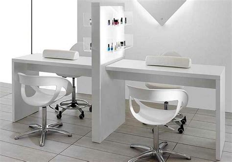 New double white beauty stations nail desks manicure bar tables salon ...