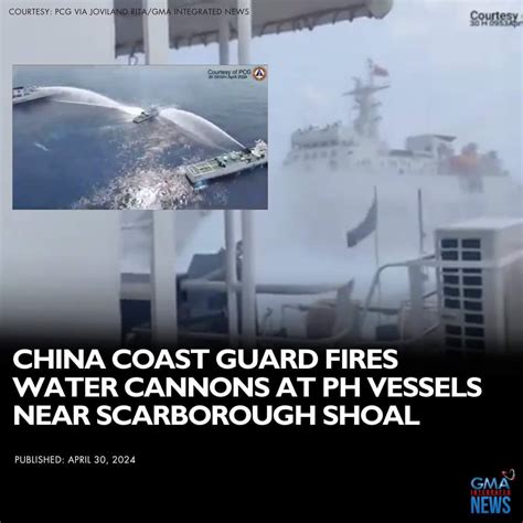 Breaking China Coast Guard Vessels Fired Water Cannons At Philippine Civilian Vessels En Route