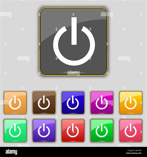 Power Icon Sign Set With Eleven Colored Buttons For Your Site Vector