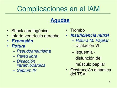 Ppt Complicaciones Del Infarto Del Miocardio Powerpoint Presentation