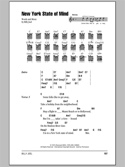 New York State Of Mind By Billy Joel Sheet Music For Guitar Chords