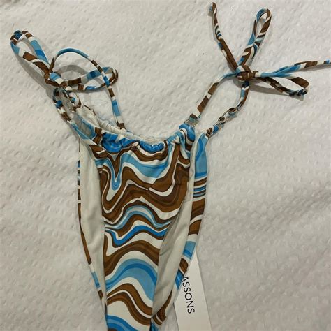 Glassons Blue Brown Triangle Swirl Bikini Top Depop