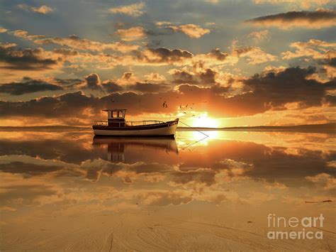 The Fishing Boat At Sunset Digital Art By Monika Juengling