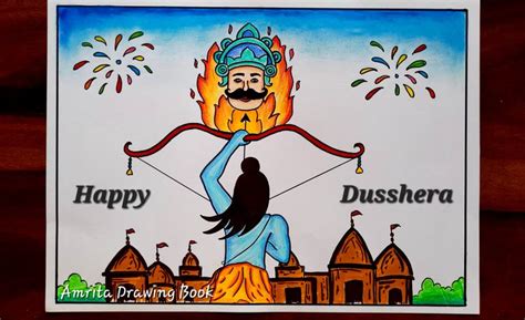 Dusshera Festival Drawing | Dusshera Scenery Drawing |Lord Ram Killing ...