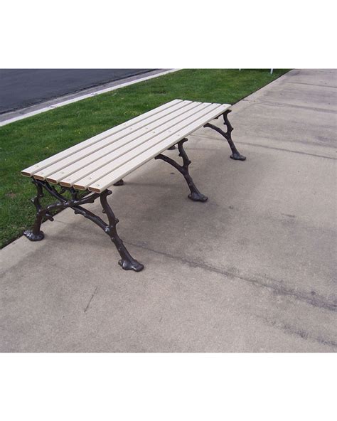 5ft Woodland Bench Slatted Backless Cast Aluminum Frame Park Warehouse