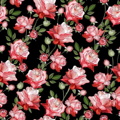 Premium Vector Floral Seamless Pattern With Pink And Red Roses And